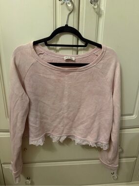 Love Shack Fancy Soft Pink Lace-Hem Women's Top